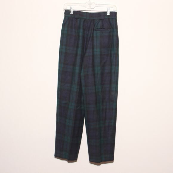 Vintage High Rise Pleated Waist Plaid Wool Pants Size 8 Giorgio Sant' Angelo - Picture 2 of 6